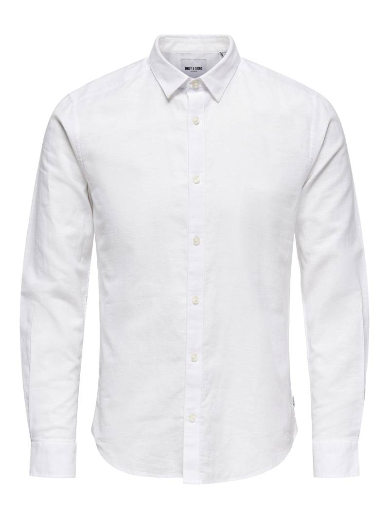 ONLY&SONS - ONSCAIDEN LIFE LS SOLID LINEN BLEND NOOS white - Gr. - S von ONLY&SONS