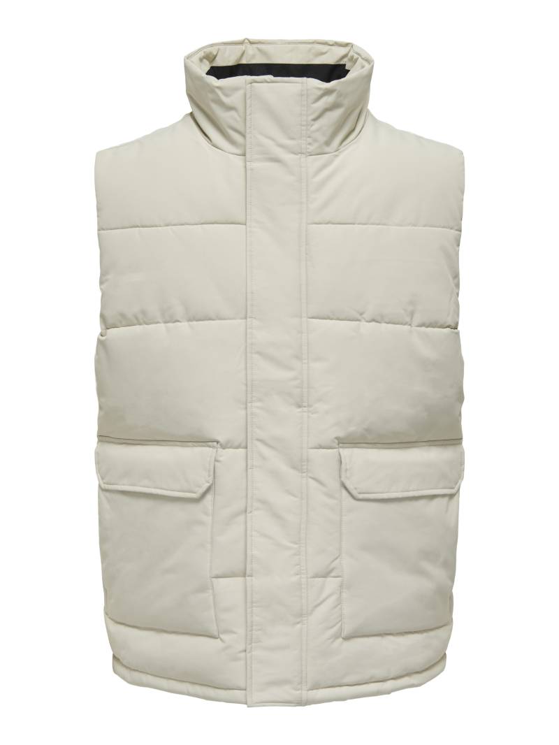ONLY&SONS - ONSCARL LIFE QUILTED VEST OTW silver lining - Gr. - XXL von ONLY&SONS