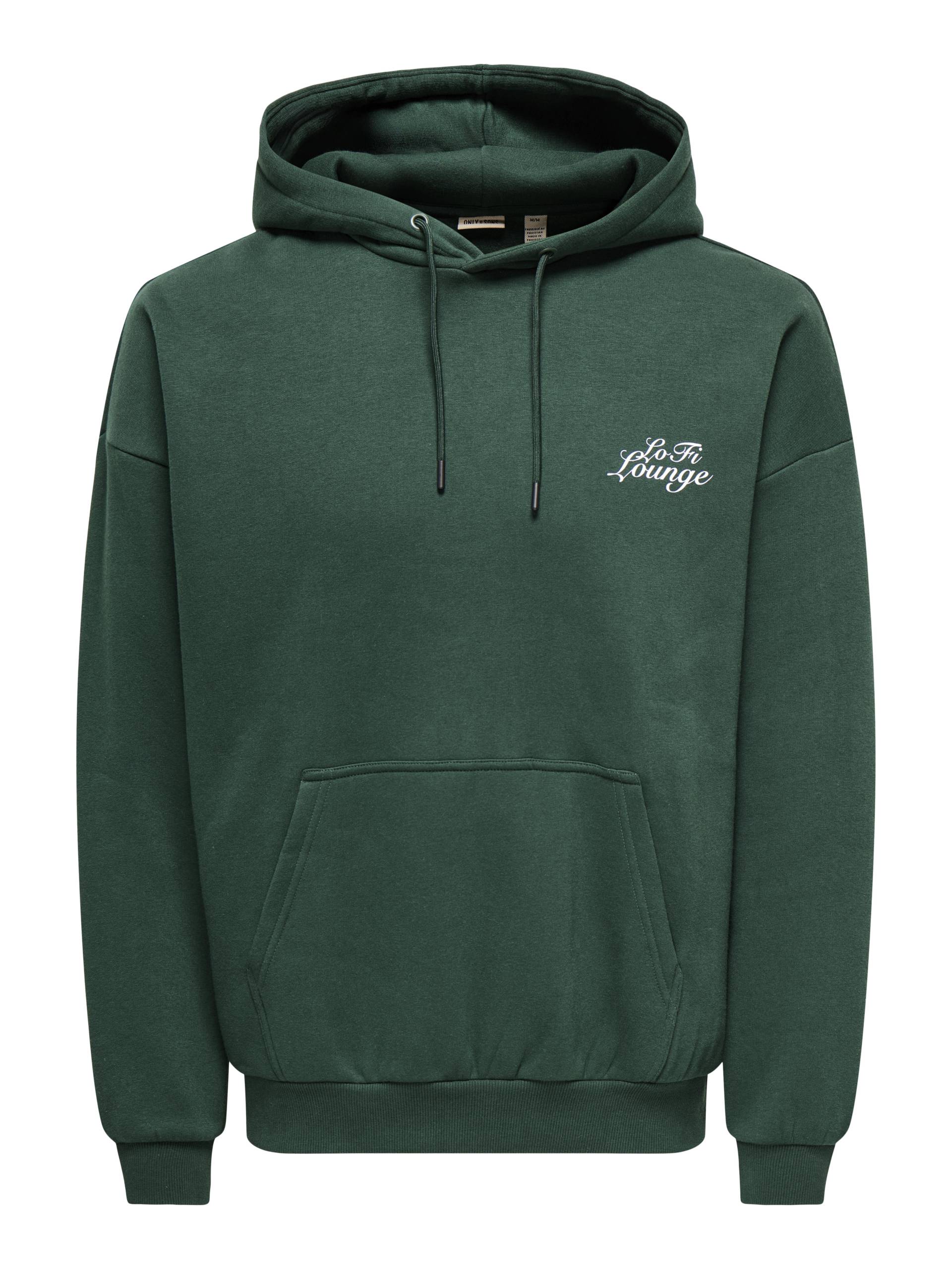 ONLY&SONS - ONSCERES CHILL OVZ LS HOODIE SWEAT pine grove - Gr. - XXL von ONLY&SONS