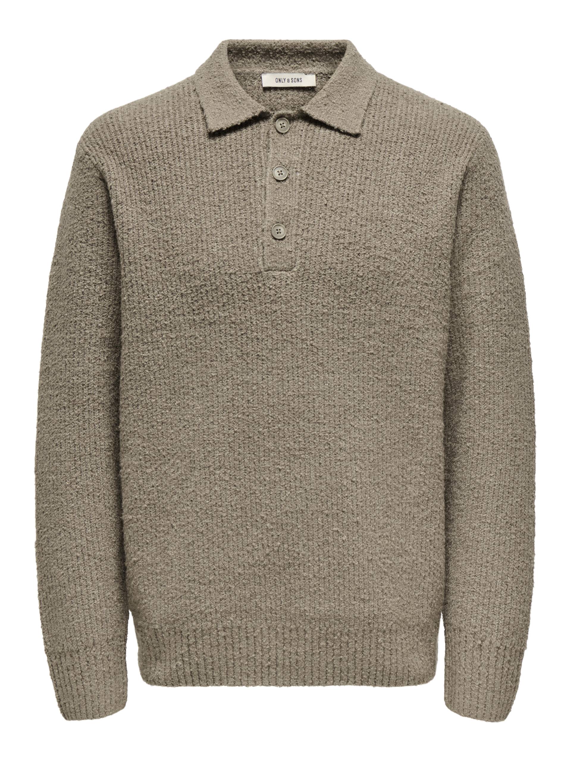 ONLY&SONS - ONSDALE RLX LS POLO KNIT NOOS walnut - Gr. - S von ONLY&SONS
