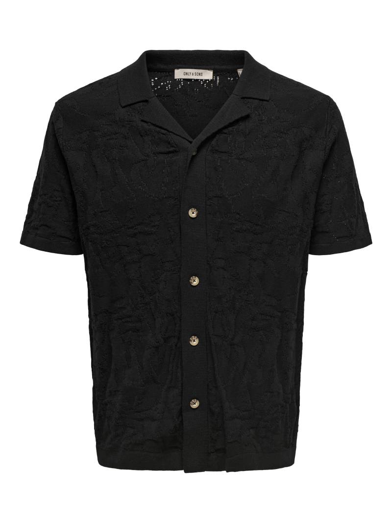 ONLY&SONS - ONSDAN LIFE REG 12 SS SHIRT KNIT jet black - Gr. - L von ONLY&SONS