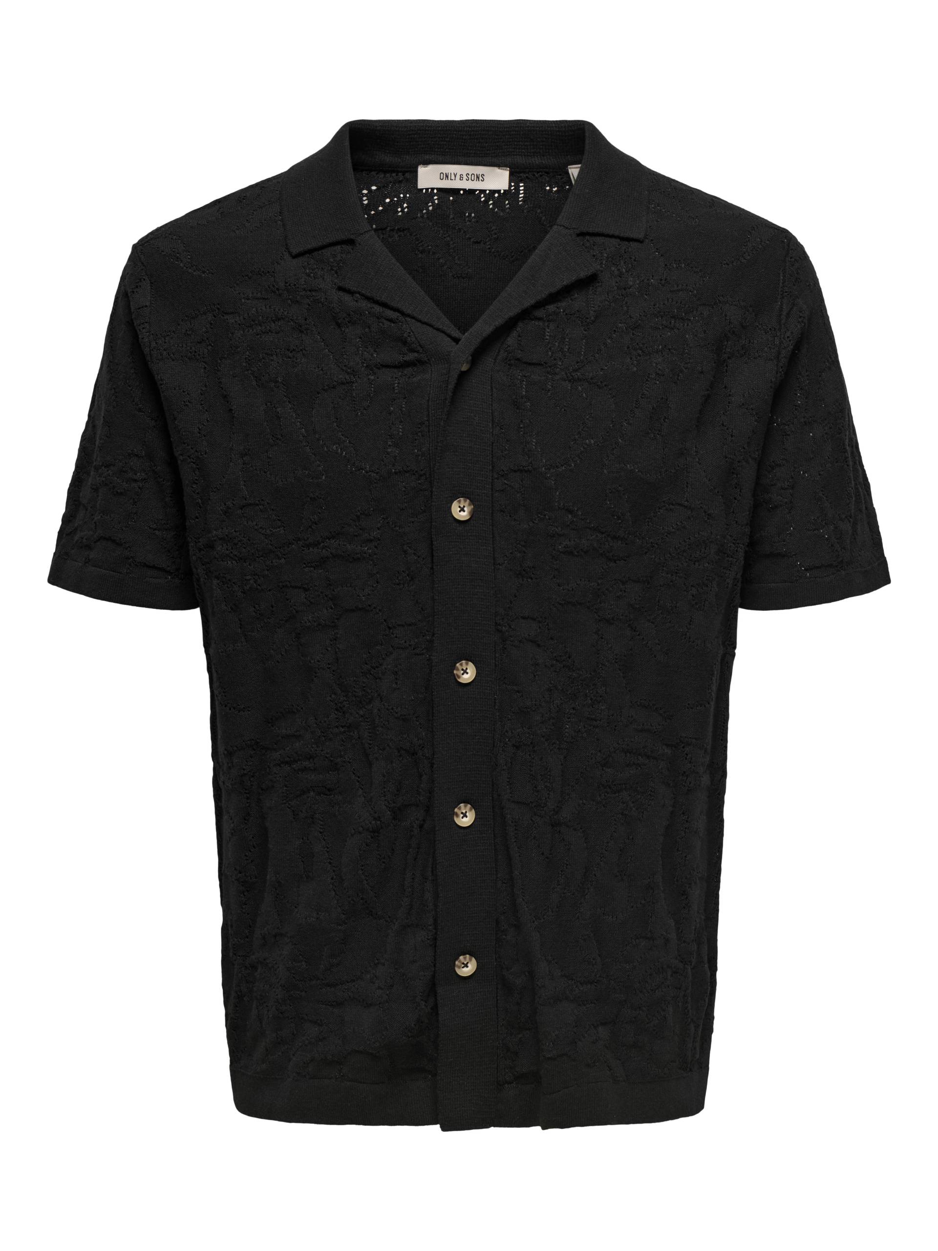 ONLY&SONS - ONSDAN LIFE REG 12 SS SHIRT KNIT jet black - Gr. - M von ONLY&SONS