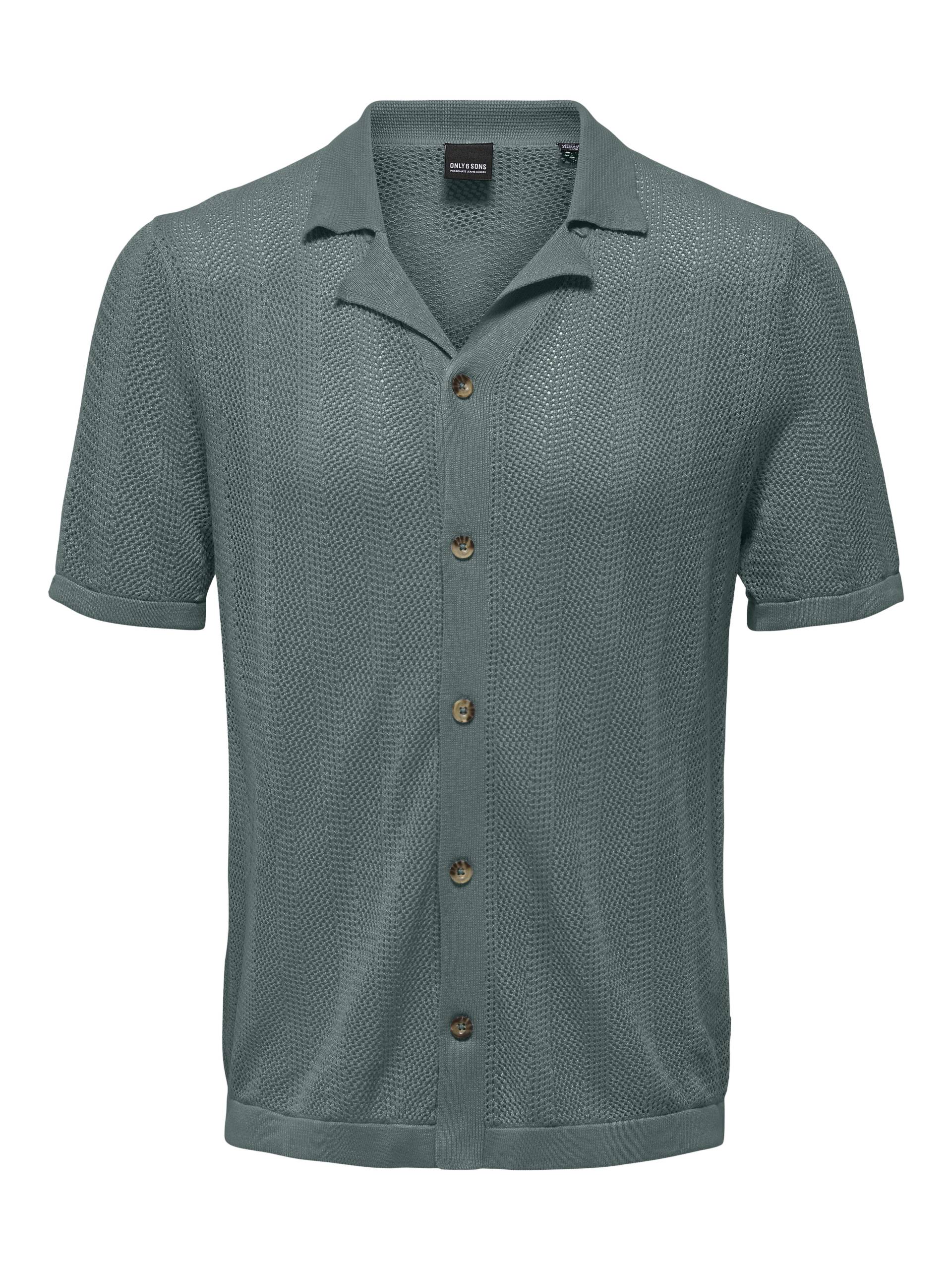 ONLY&SONS - ONSDIEGO REG 12 SS RESORT SHIRT KNIT balsam green - Gr. - L von ONLY&SONS
