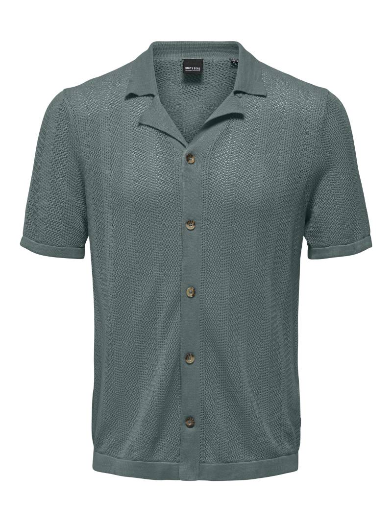 ONLY&SONS - ONSDIEGO REG 12 SS RESORT SHIRT KNIT balsam green - Gr. - L von ONLY&SONS