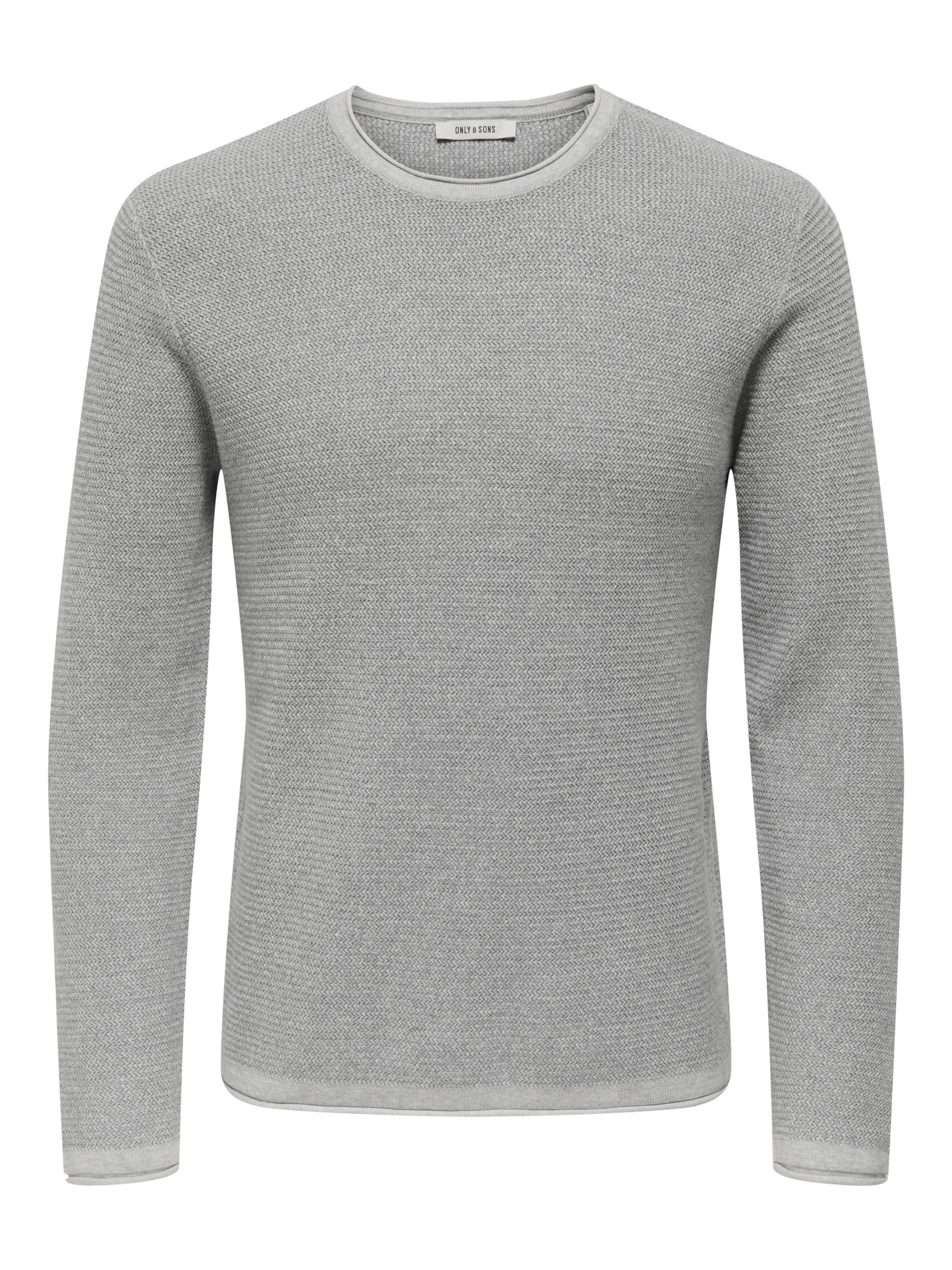 ONLY&SONS - ONSERIC REG 12 STRUC CREW KNIT NOOS light grey melange - Gr. - S von ONLY&SONS