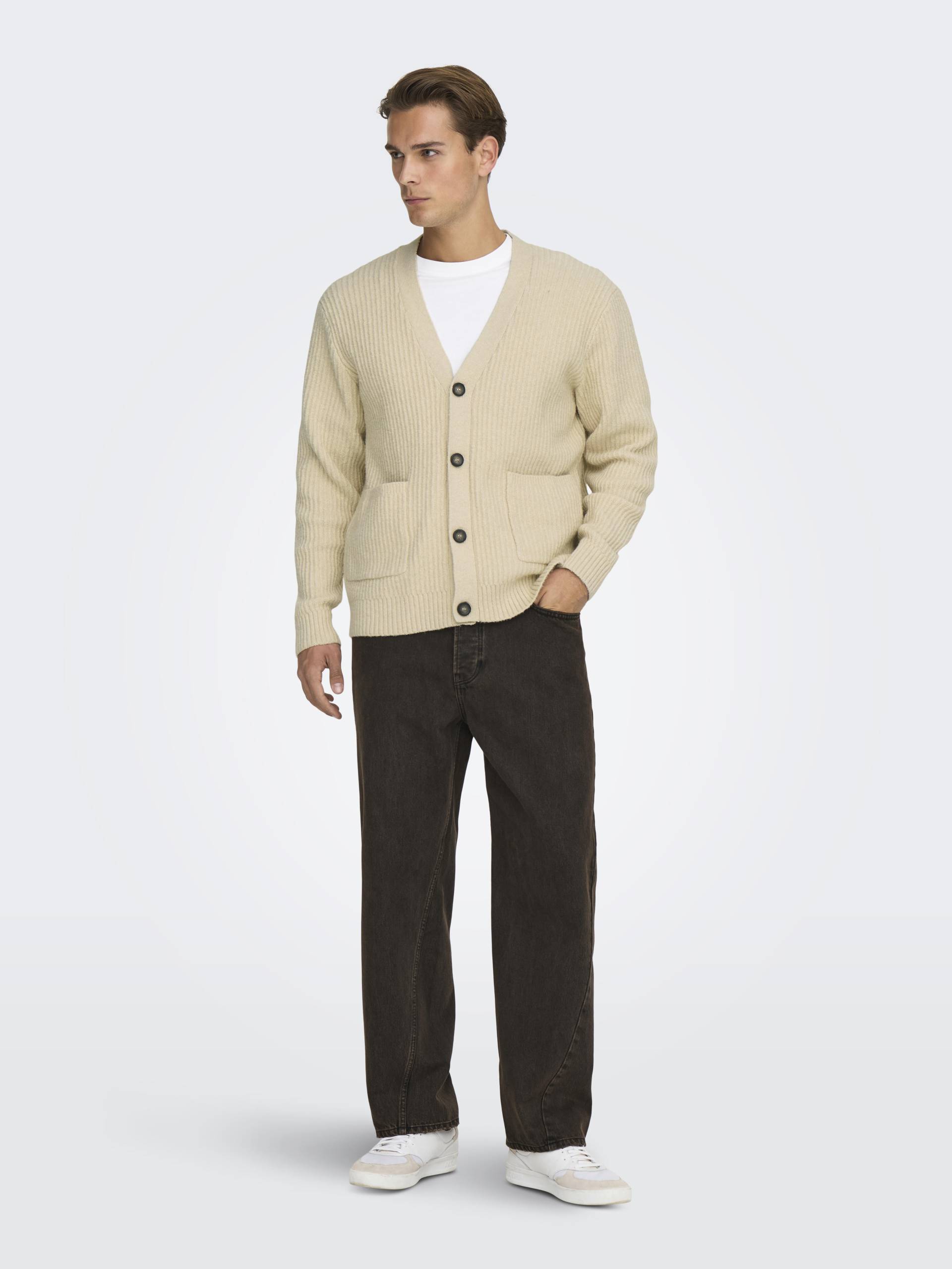 ONLY&SONS - ONSFRAME RLX CARDIGAN KNIT oatmeal - Gr. - M von ONLY&SONS