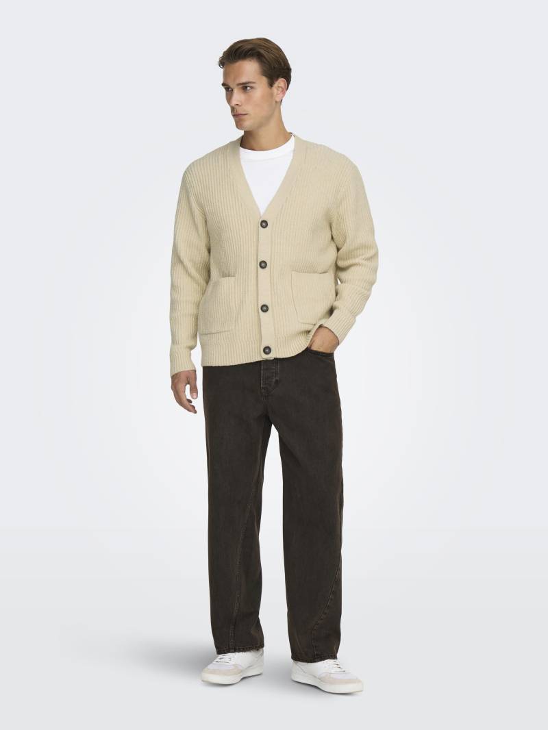 ONLY&SONS - ONSFRAME RLX CARDIGAN KNIT oatmeal - Gr. - M von ONLY&SONS