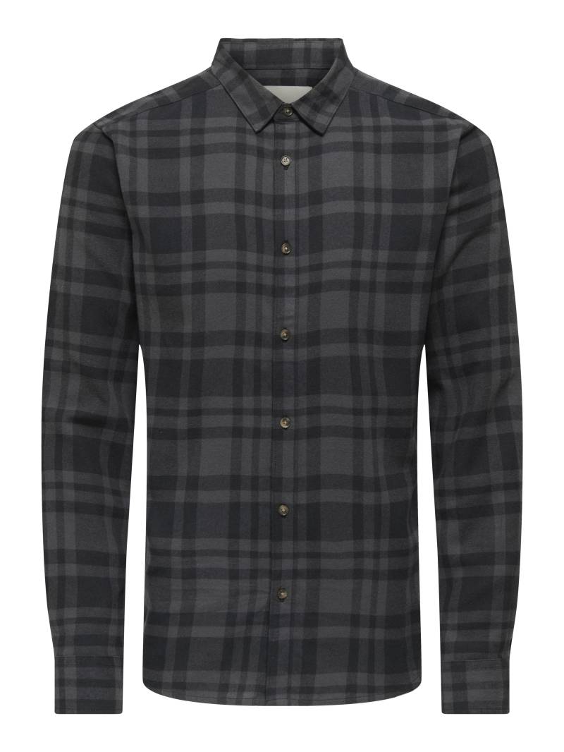 ONLY&SONS - ONSGUDMUND LS CHECKED SHIRT NOOS jet black - Gr. - S von ONLY&SONS