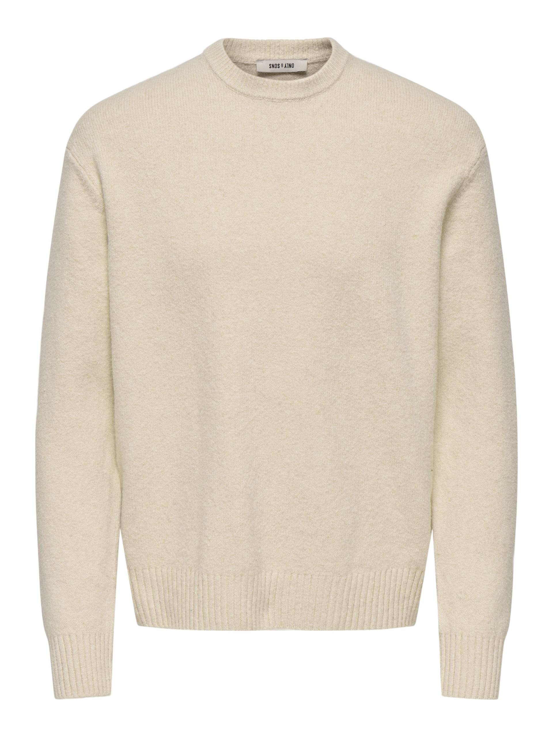 ONLY&SONS - ONSJAMES RLX CREW KNIT NOOS oatmeal - Gr. - XL von ONLY&SONS