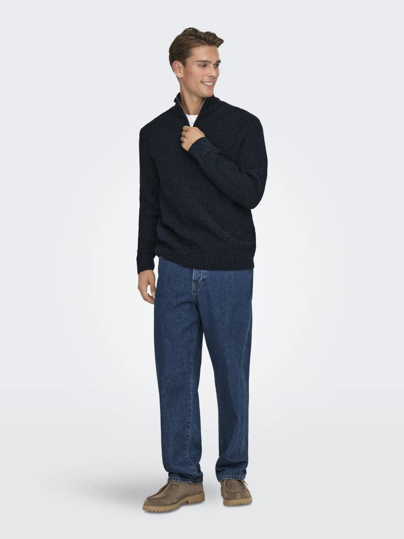 ONLY&SONS - ONSJOIN REG LS HIGH NECK KNIT CAMP dark sapphire - Gr. - S von ONLY&SONS