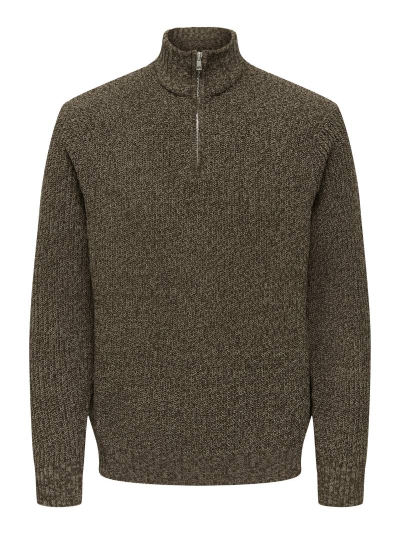 ONLY&SONS - ONSJOIN REG LS HIGH NECK KNIT CAMP walnut - Gr. - S von ONLY&SONS