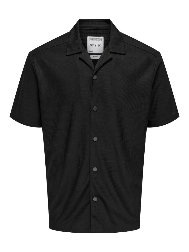 ONLY&SONS - ONSKARI LIFE RLX RESORT SS PLIZZE SHIRT black - Gr. - XL von ONLY&SONS