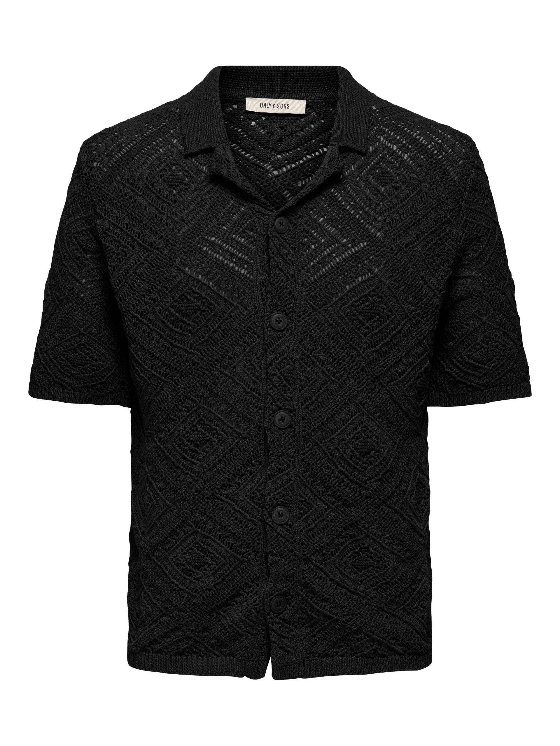 ONLY&SONS - ONSKOLMAR LIFE REG 5 SS SHIRT KNIT black - Gr. - L von ONLY&SONS
