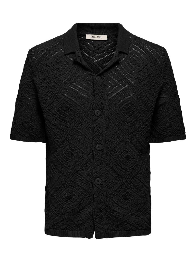 ONLY&SONS - ONSKOLMAR LIFE REG 5 SS SHIRT KNIT black - Gr. - XL von ONLY&SONS