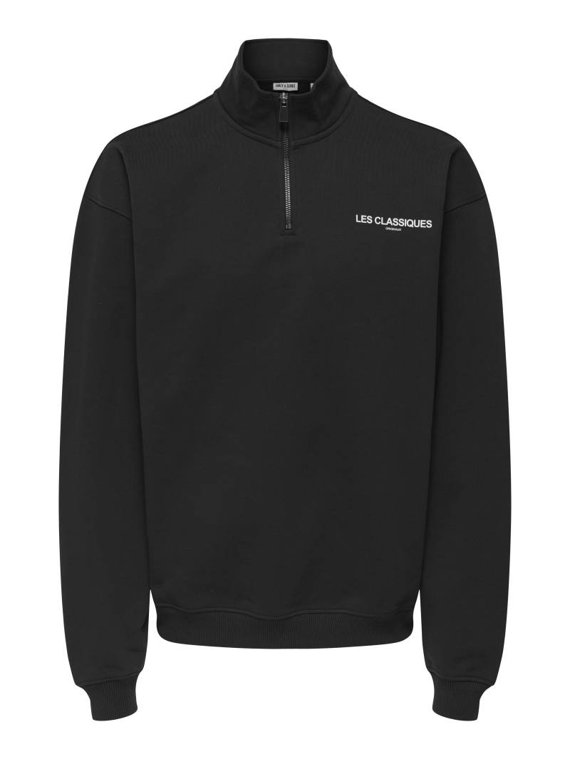 ONLY&SONS - ONSLES CLASSIQUES LOOSE HALFZIP N jet black - Gr. - M von ONLY&SONS