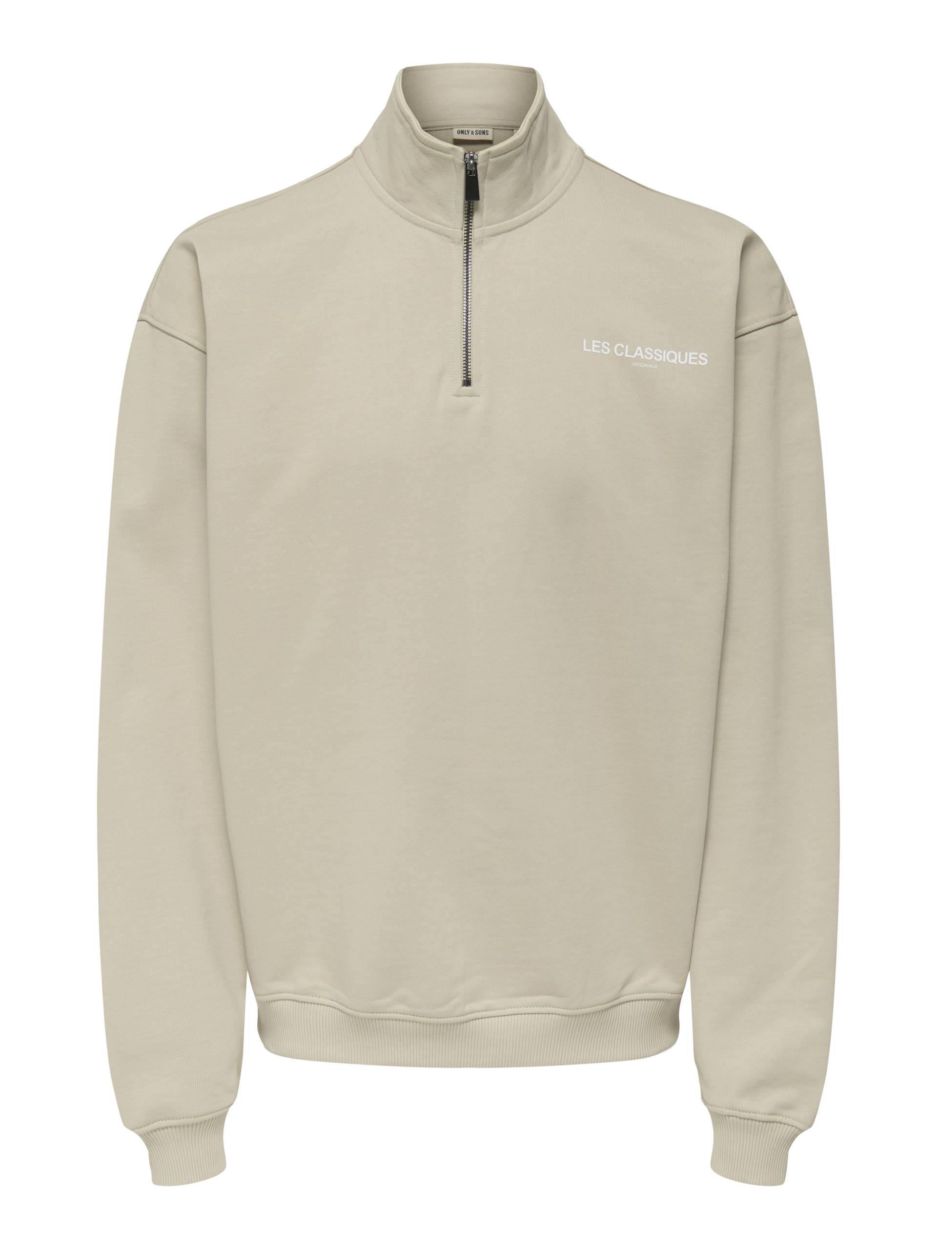 ONLY&SONS - ONSLES CLASSIQUES LOOSE HALFZIP N silver lining - Gr. - L von ONLY&SONS