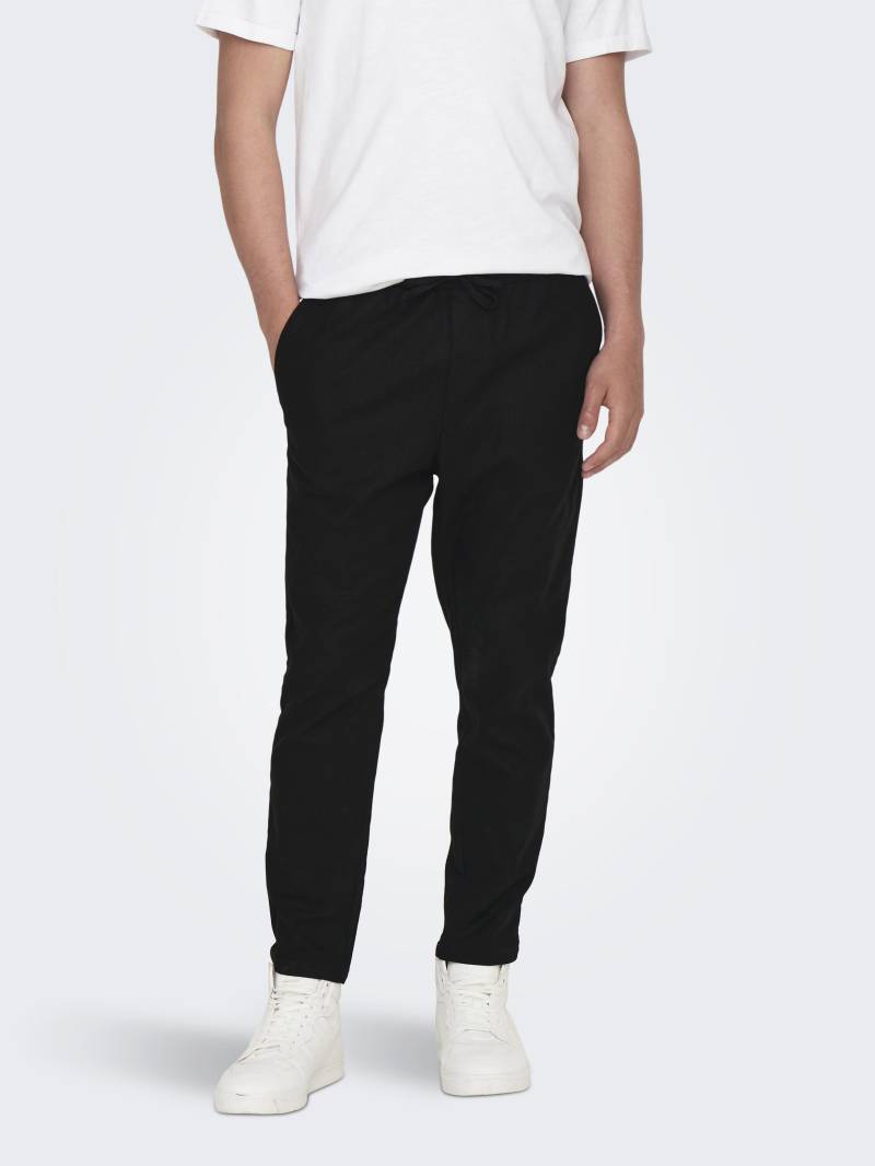 ONLY&SONS - ONSLINUS CROP 0007 COT LIN PNT NOOS black - Gr. - XL von ONLY&SONS