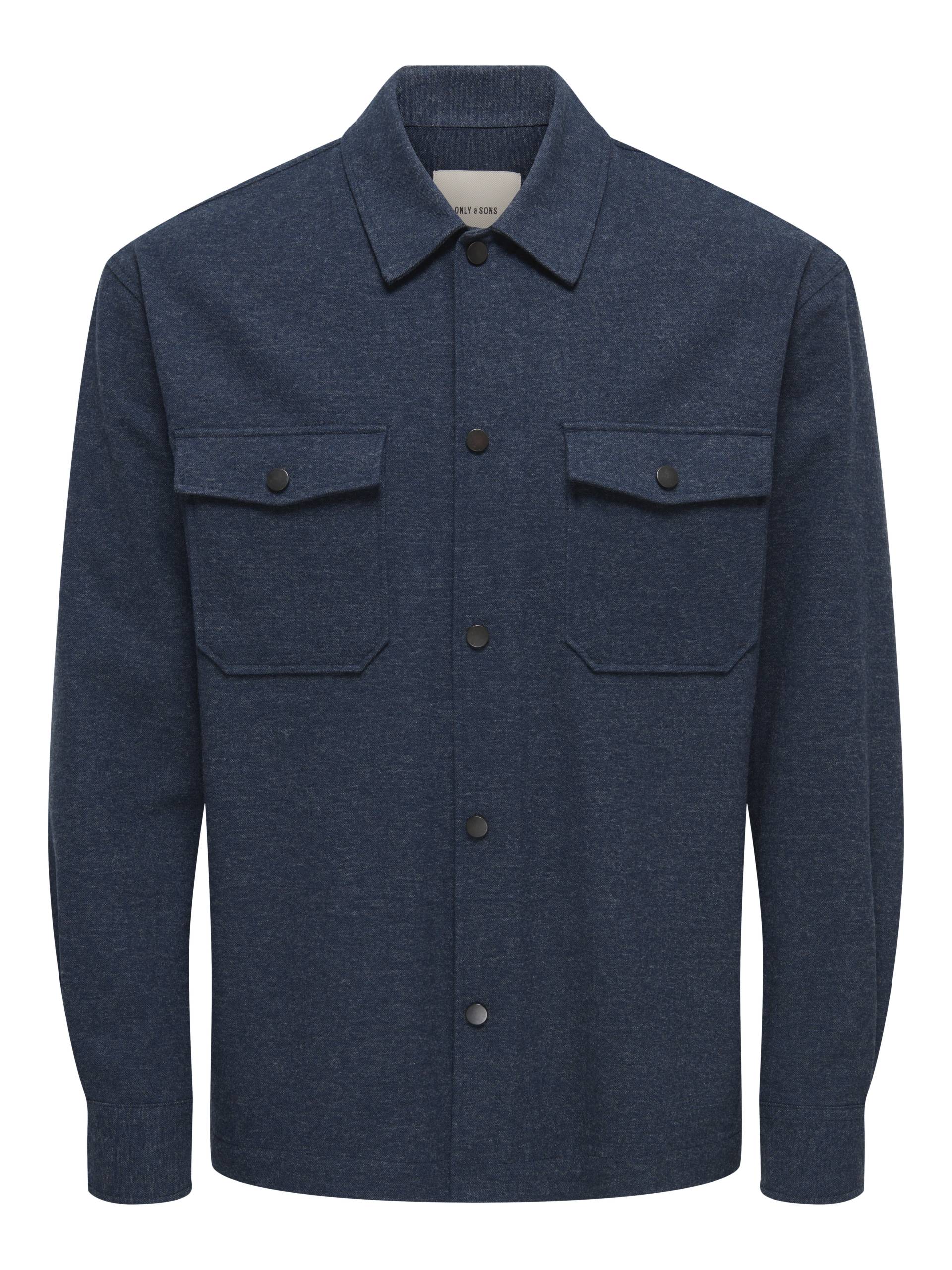 ONLY&SONS - ONSMARK BRUSHED 0353 OVERSHIRT blue nights - Gr. - M von ONLY&SONS