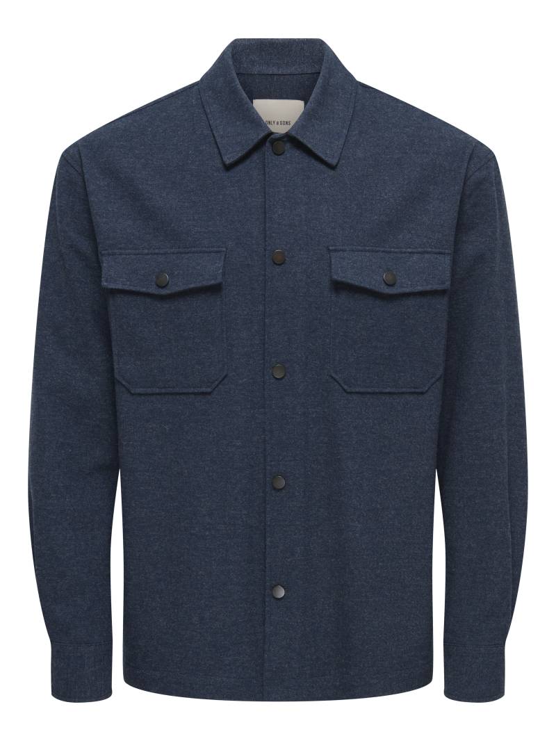 ONLY&SONS - ONSMARK BRUSHED 0353 OVERSHIRT NOOS blue nights - Gr. - XXL von ONLY&SONS