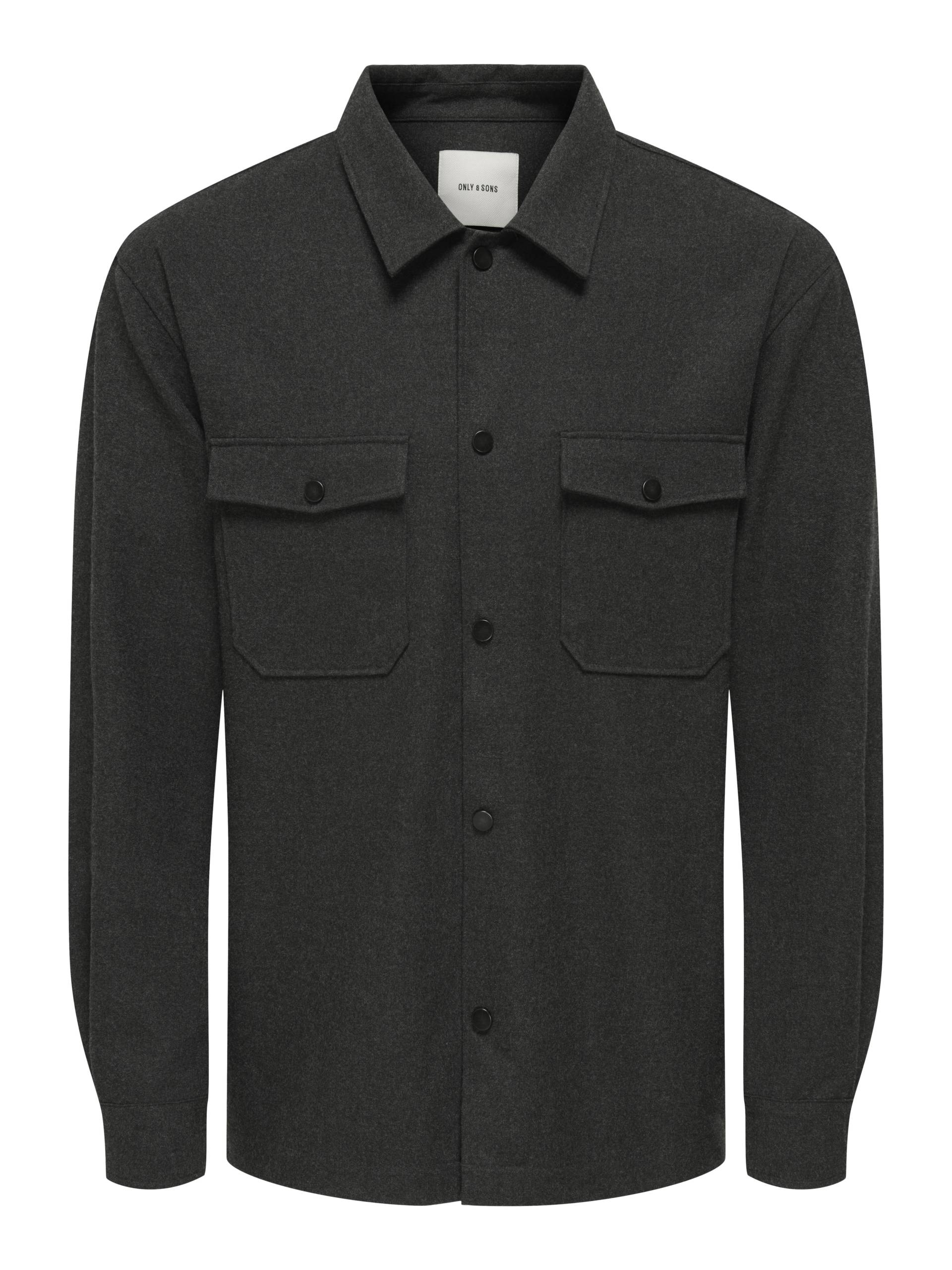 ONLY&SONS - ONSMARK BRUSHED 0353 OVERSHIRT dark grey melange - Gr. - XL von ONLY&SONS