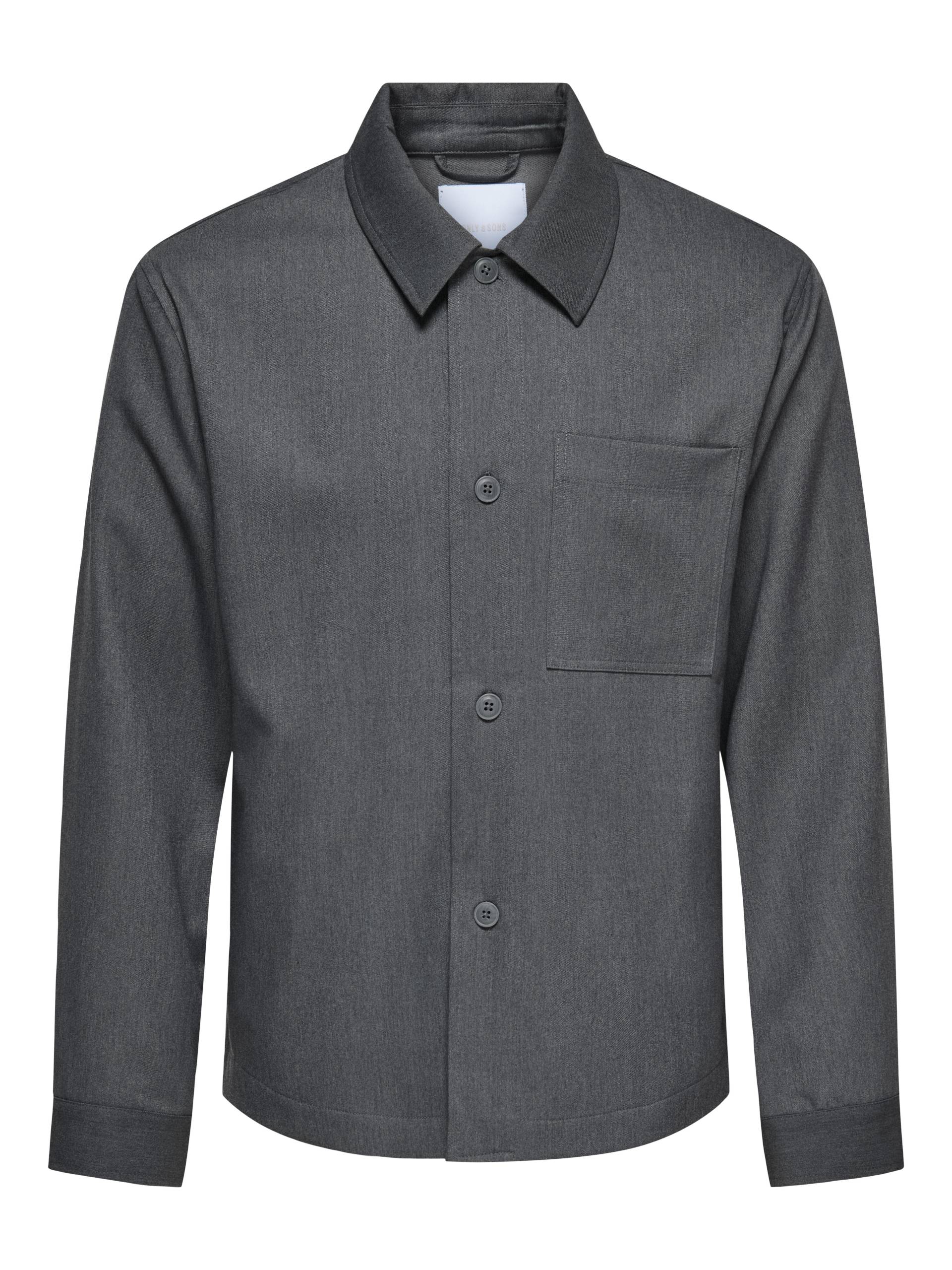 ONLY&SONS - ONSMIRO TAILORED REG 0346 OVERSHIRT FRML dark grey melange - Gr. - S von ONLY&SONS