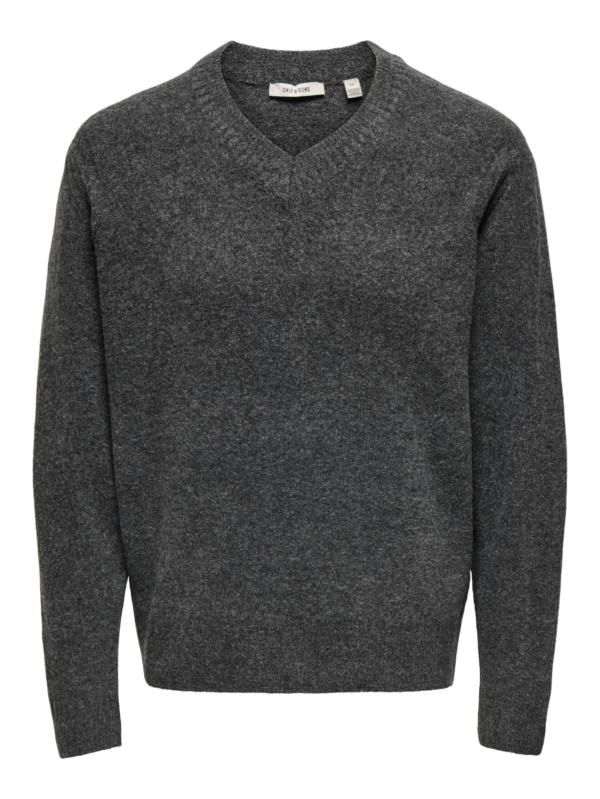ONLY&SONS - ONSMOVE RLX BRUSHED V-NECK KNIT black - Gr. - L von ONLY&SONS