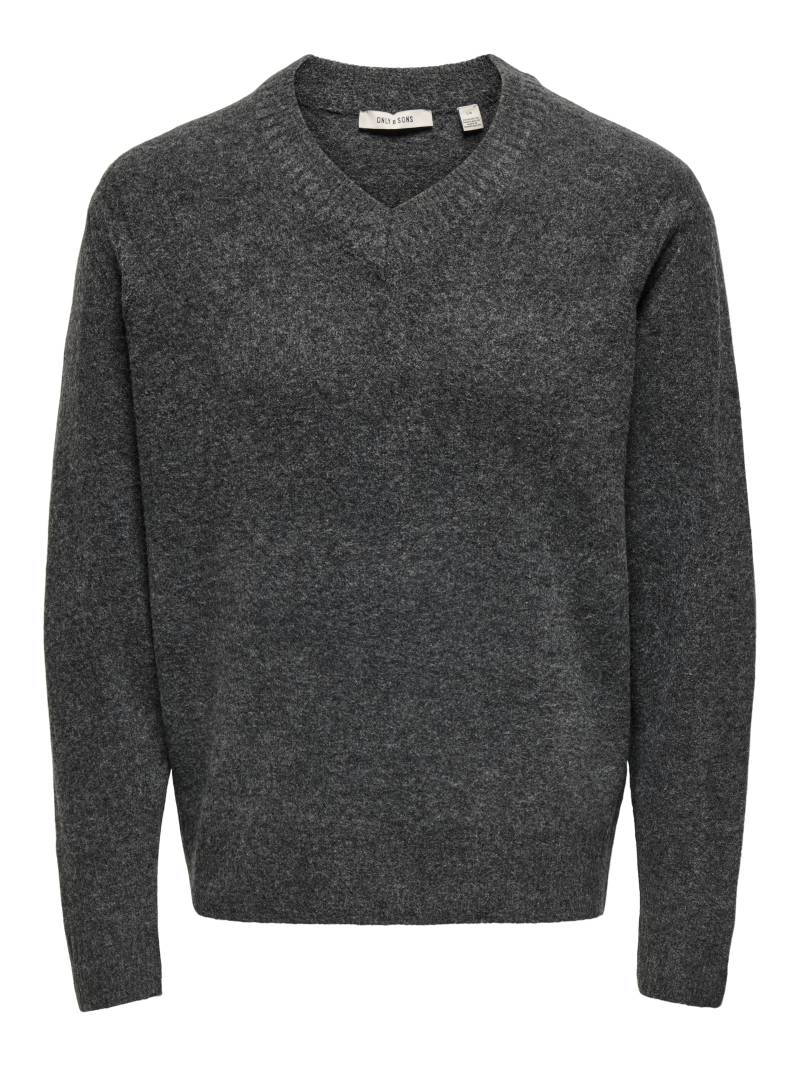 ONLY&SONS - ONSMOVE RLX BRUSHED V-NECK KNIT black - Gr. - M von ONLY&SONS