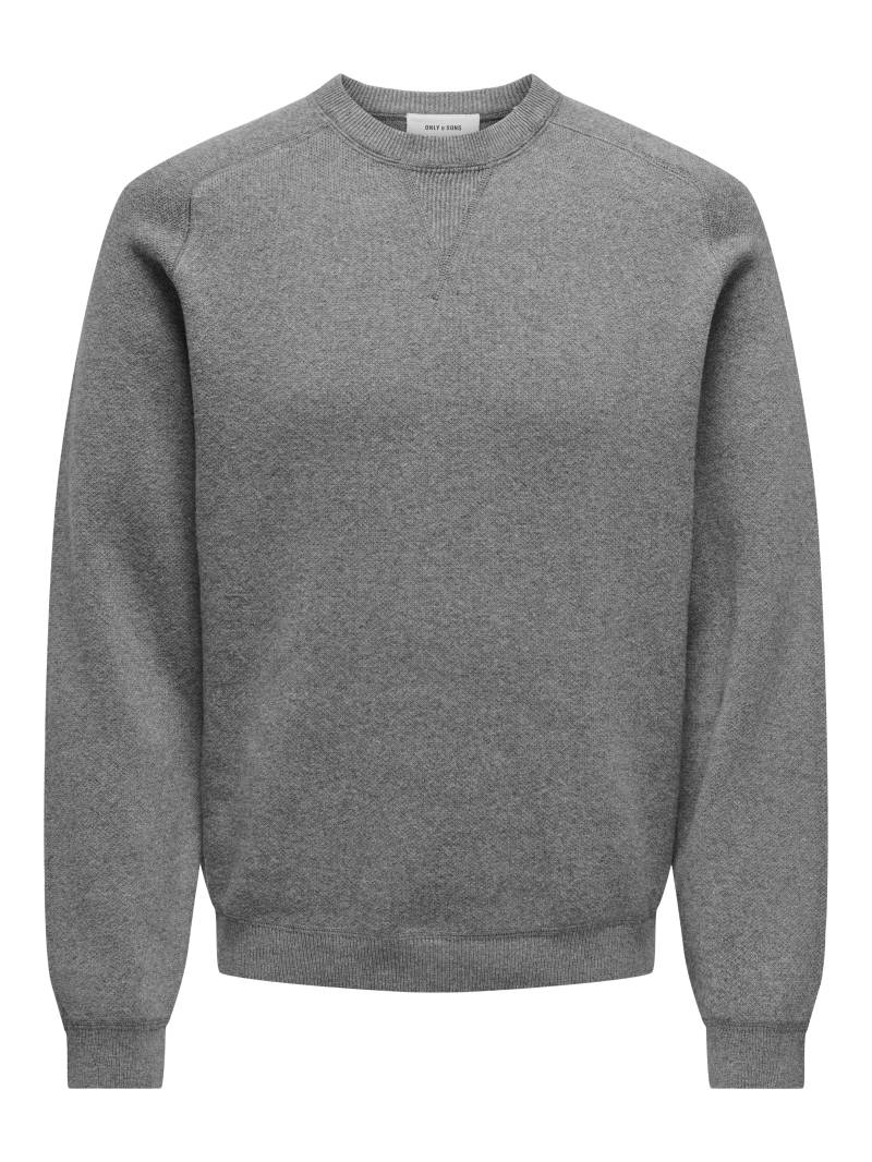 ONLY&SONS - ONSPIN REG 12 CREW KNIT medium grey melange - Gr. - XXL von ONLY&SONS