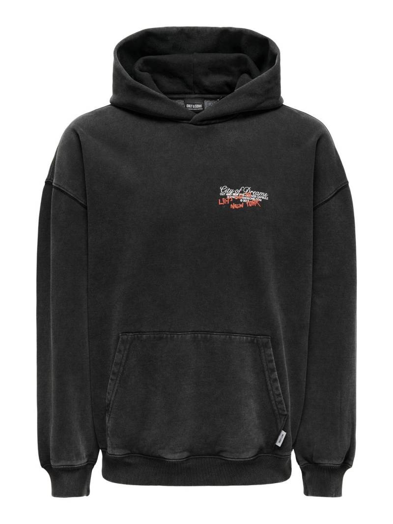 ONLY&SONS - ONSRAMON VTG WASHED HOODIE SWEAT VD black - Gr. - S von ONLY&SONS