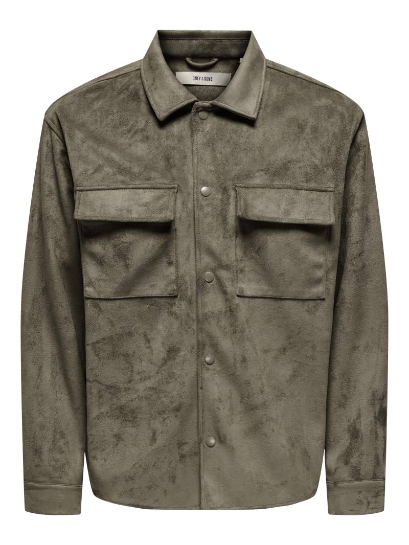 ONLY&SONS - ONSRAVI FAKE SUEDE SHACKET OTW - Gr. - XL von ONLY&SONS