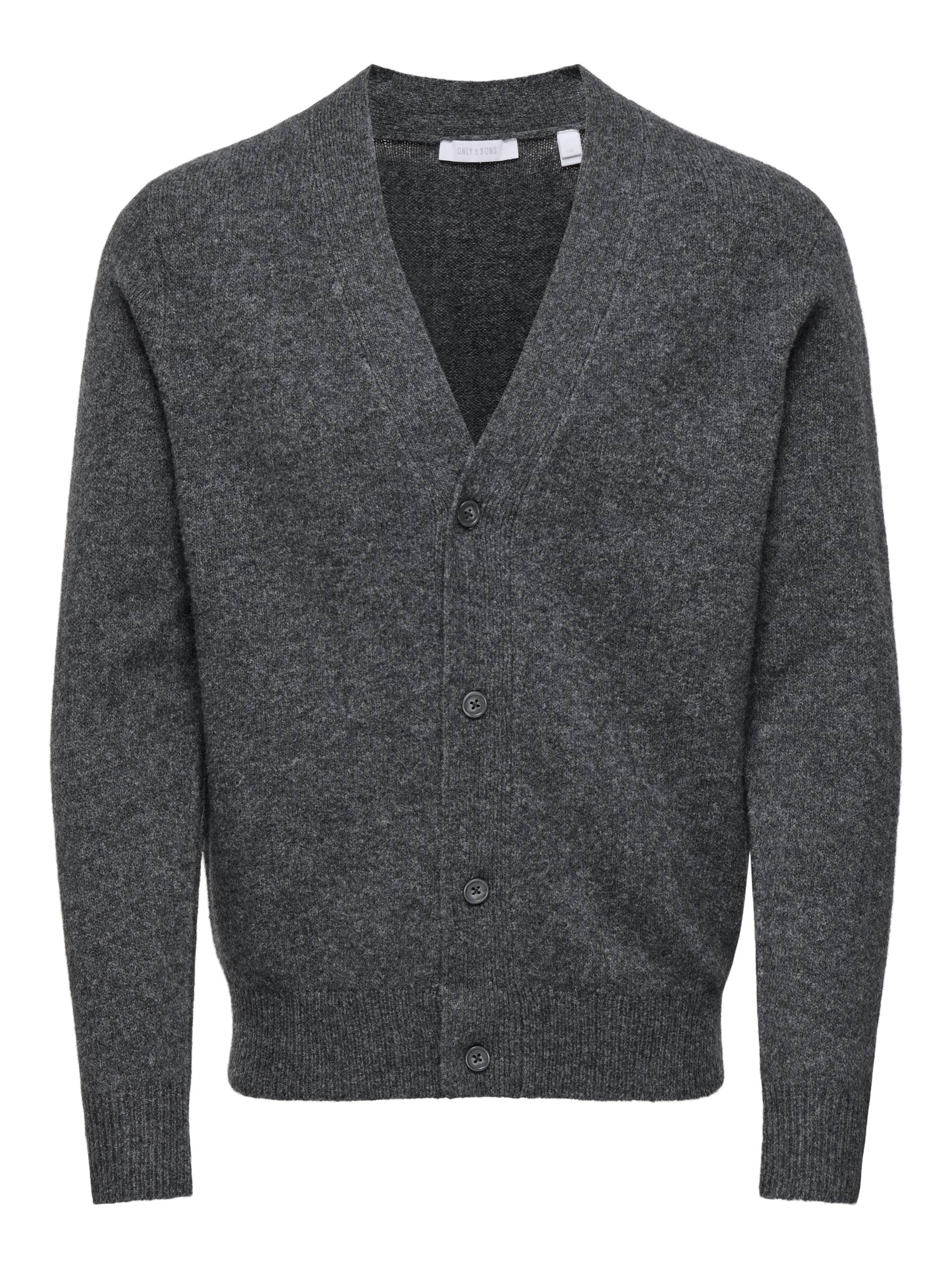 ONLY&SONS - ONSRAY REG LS CARDIGAN KNIT FRML NOOS dark grey melange - Gr. - L von ONLY&SONS