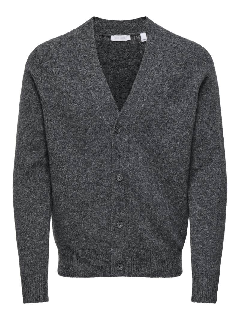 ONLY&SONS - ONSRAY REG LS CARDIGAN KNIT FRML NOOS dark grey melange - Gr. - L von ONLY&SONS