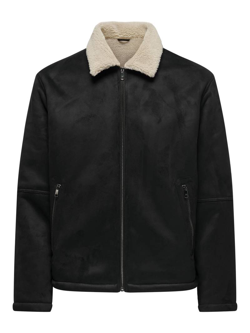 ONLY&SONS - ONSROYCE SHEARLING JACKET OTW black - Gr. - S von ONLY&SONS