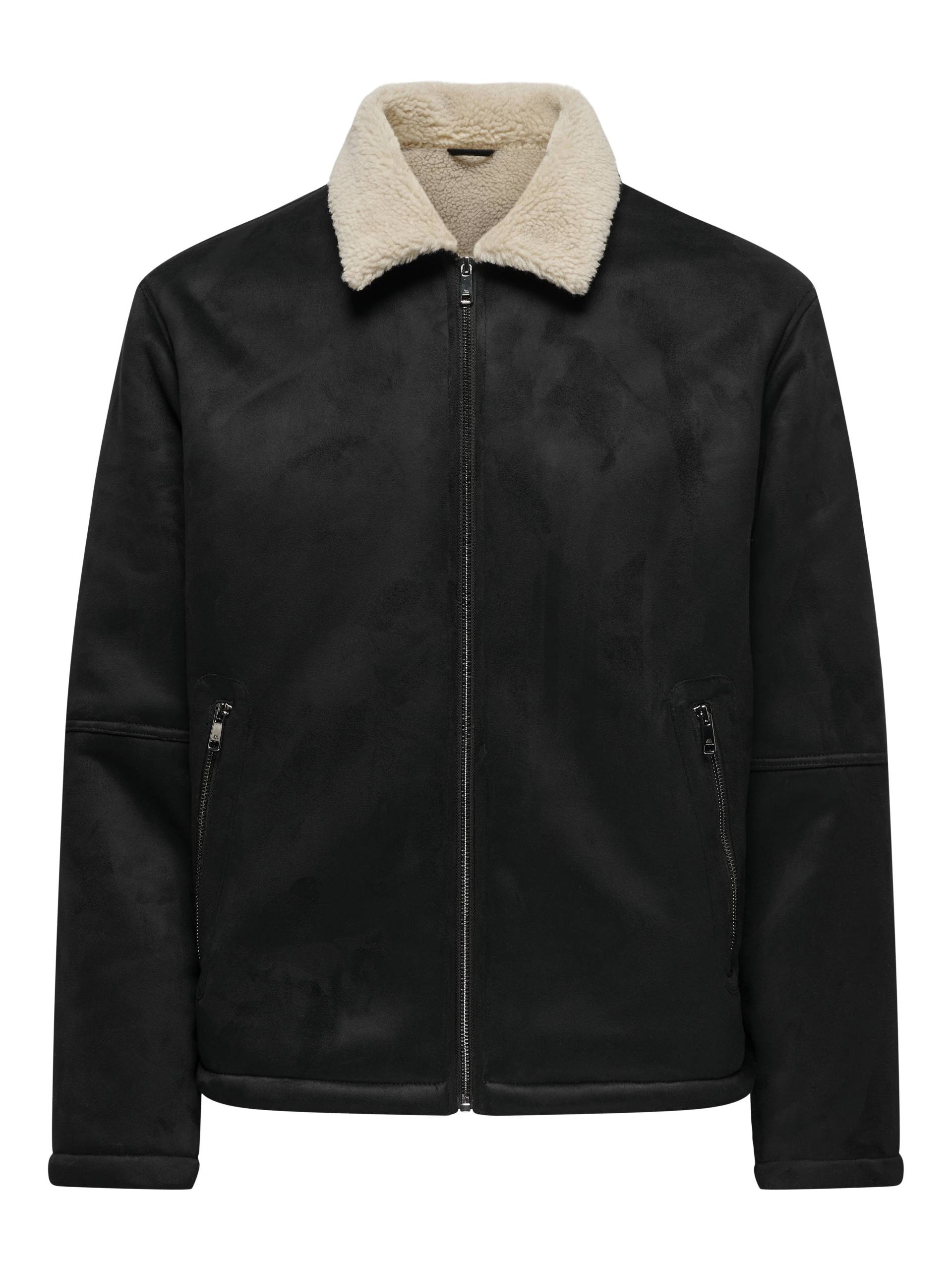 ONLY&SONS - ONSROYCE SHEARLING JACKET OTW black - Gr. - XL von ONLY&SONS