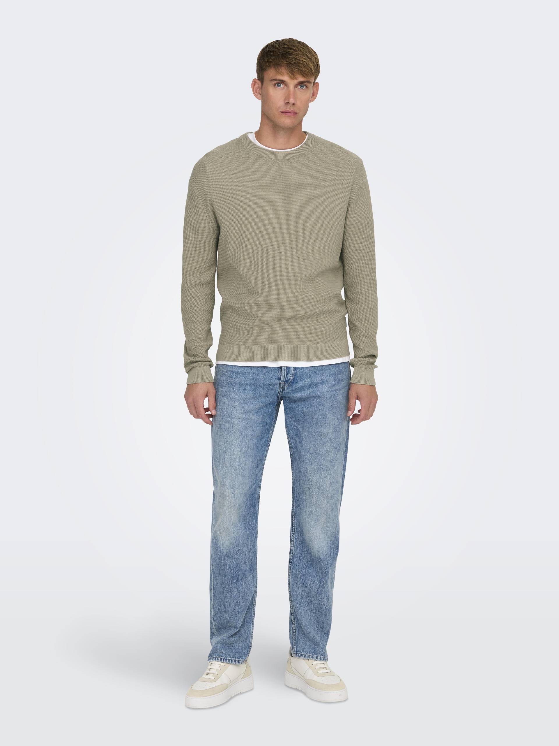 ONLY&SONS - ONSTONY DS 12 LS WAFFLE CREW KNIT NOOS - Gr. - M von ONLY&SONS