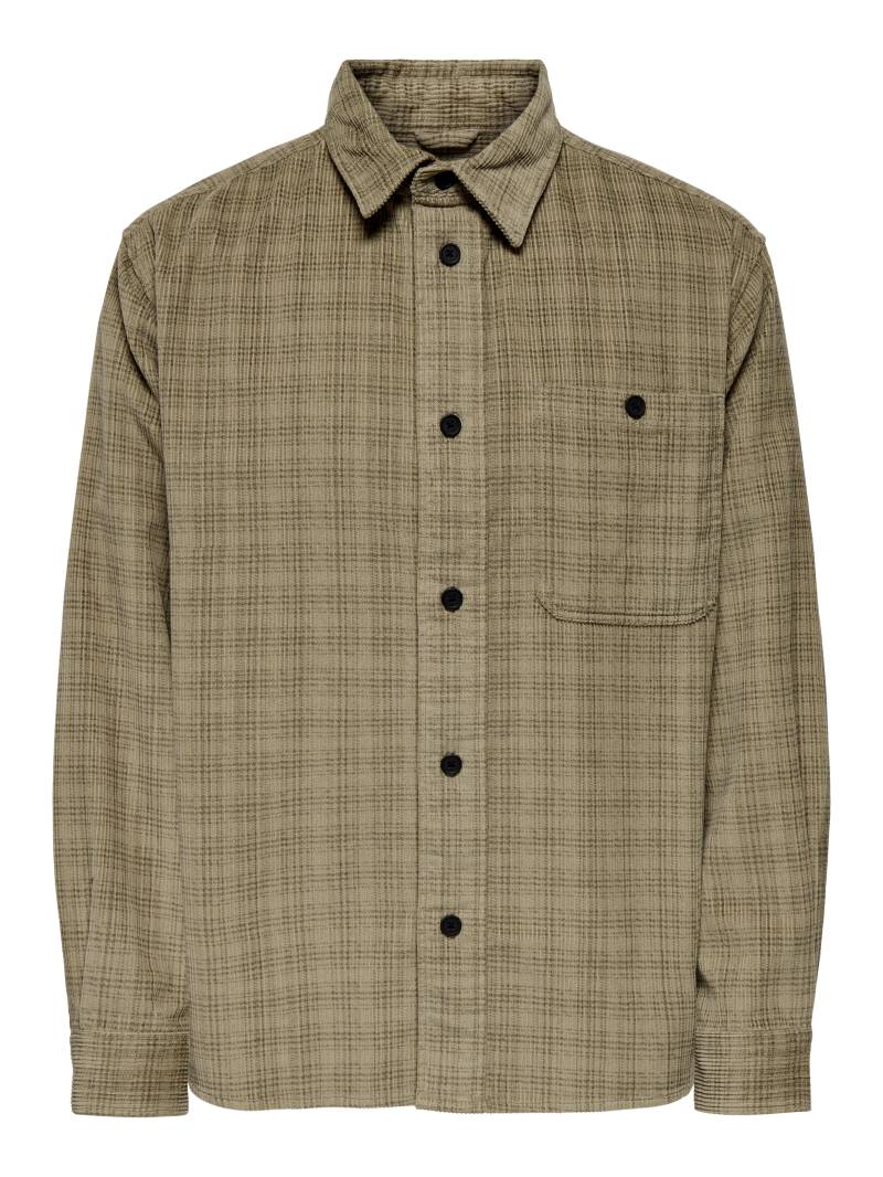 ONLY&SONS - ONSWALEED CORDUROY OVERSHIRT 0345 NOOS chinchilla - Gr. - L von ONLY&SONS