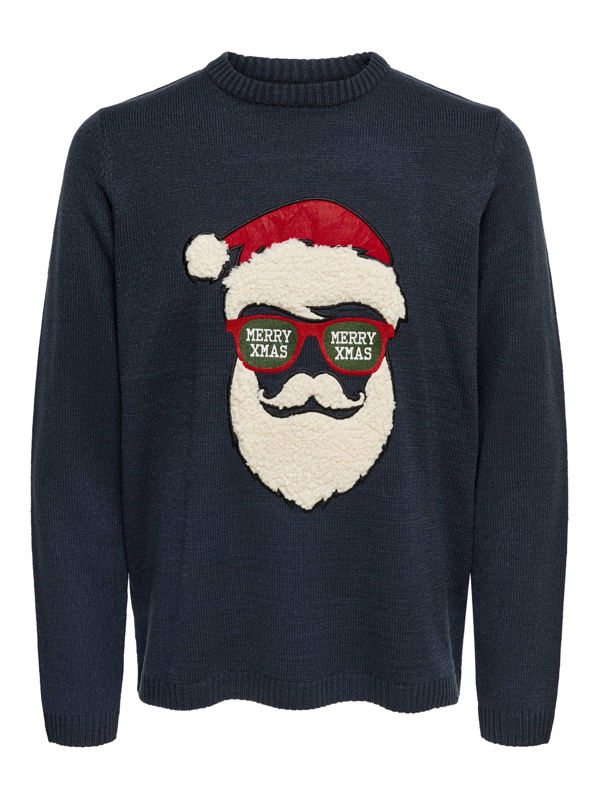 ONLY&SONS - ONSXMAS 7 FUNNY BADGE JAQUARD KNIT CS blue nights - Gr. - S von ONLY&SONS