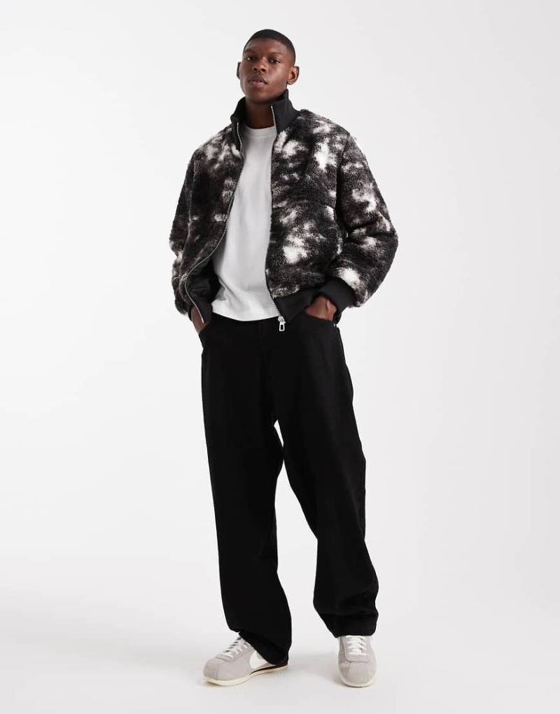 ONLY & SONS - Oversize-Jacke aus schwarz-weißem Sherpafleece mit Reißverschluss von ONLY & SONS