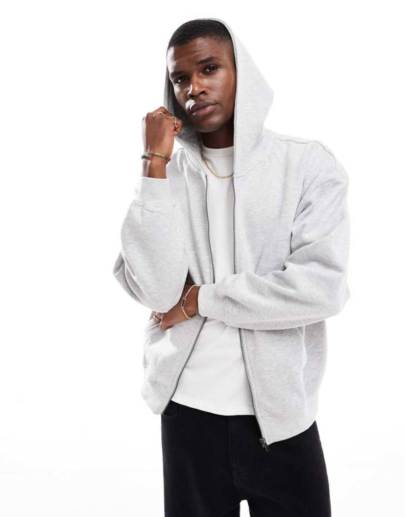 ONLY & SONS - Oversize-Kapuzenjacke in Hellgrau-Schwarz von ONLY & SONS