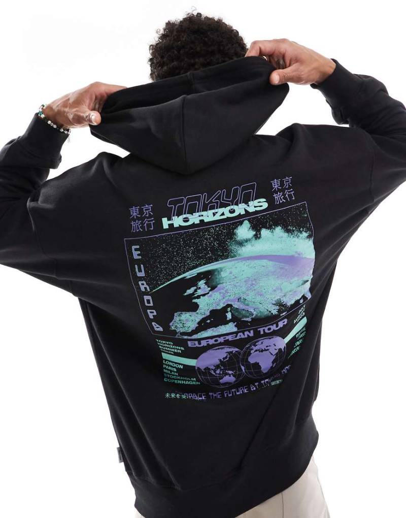 ONLY & SONS - Oversize-Kapuzenpullover in Schwarz mit „Horizons"-Rückenprint von ONLY & SONS