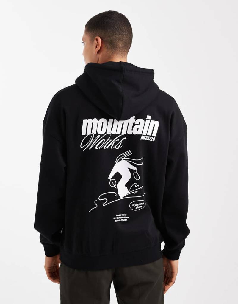 ONLY & SONS - Oversize-Kapuzenpullover in Schwarz mit Ski-Rückenprint von ONLY & SONS