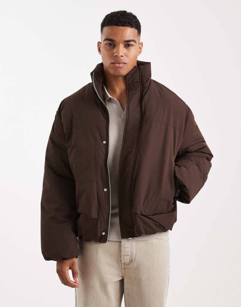 ONLY & SONS - Oversize-Pufferjacke aus Ripstop in Braun-Brown von ONLY & SONS