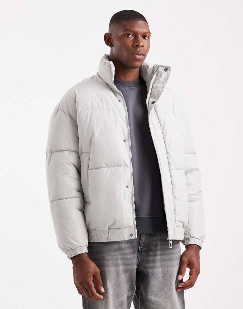 ONLY & SONS - Oversize-Pufferjacke in Hellgrau mit Bündchen von ONLY & SONS