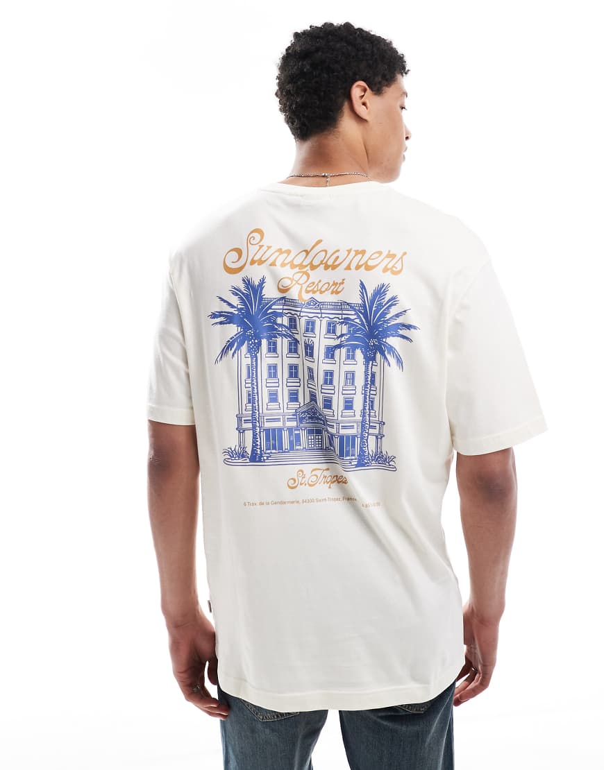 ONLY & SONS - Oversize-T-Shirt in Cremeweiß mit Resort-Rückenprint-Neutral von ONLY & SONS