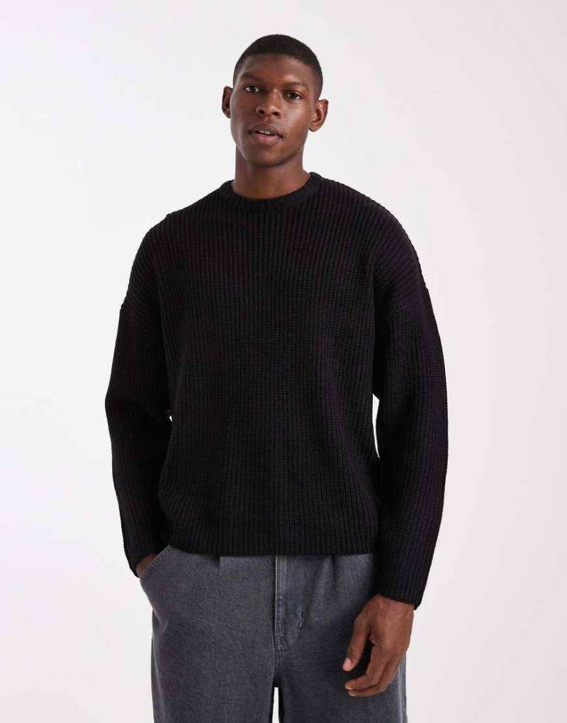 ONLY & SONS - Oversize-Strickpullover in Schwarz mit Patentmuster von ONLY & SONS