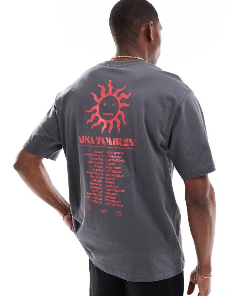 ONLY & SONS - Oversize-T-Shirt in Anthrazit mit „USA"-Tourprint auf dem Rücken-Grau von ONLY & SONS