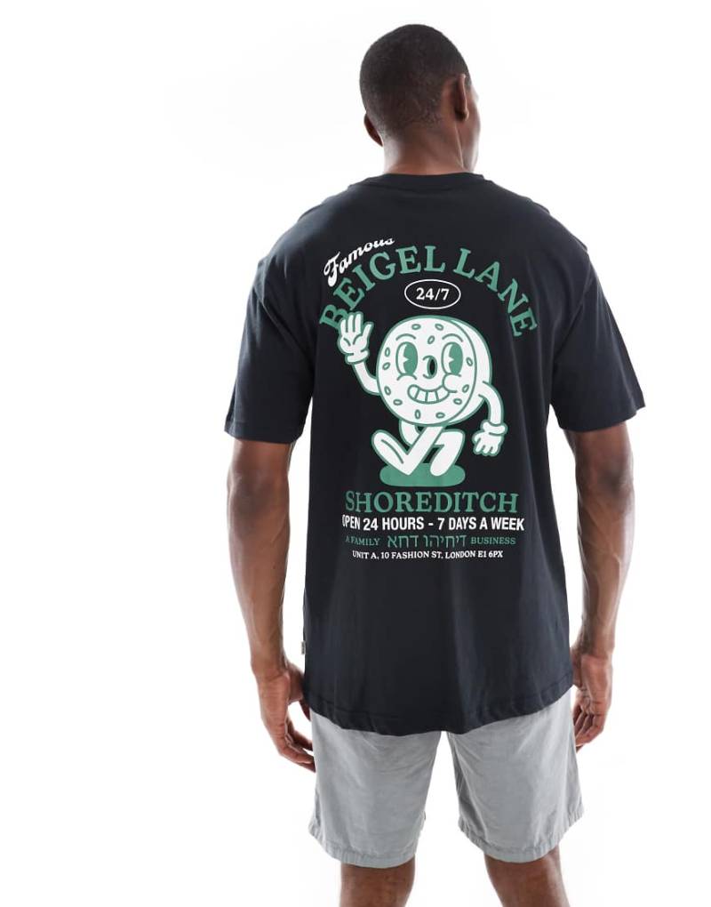 ONLY & SONS - Oversize-T-Shirt in Schwarz mit Bagel-Rückenprint von ONLY & SONS