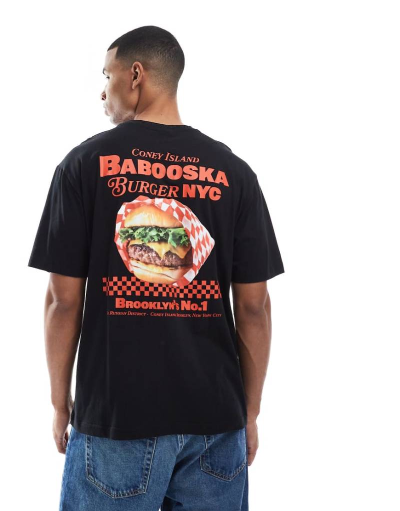 ONLY & SONS - Oversize-T-Shirt in Schwarz mit „Burger"-Rückenprint von ONLY & SONS