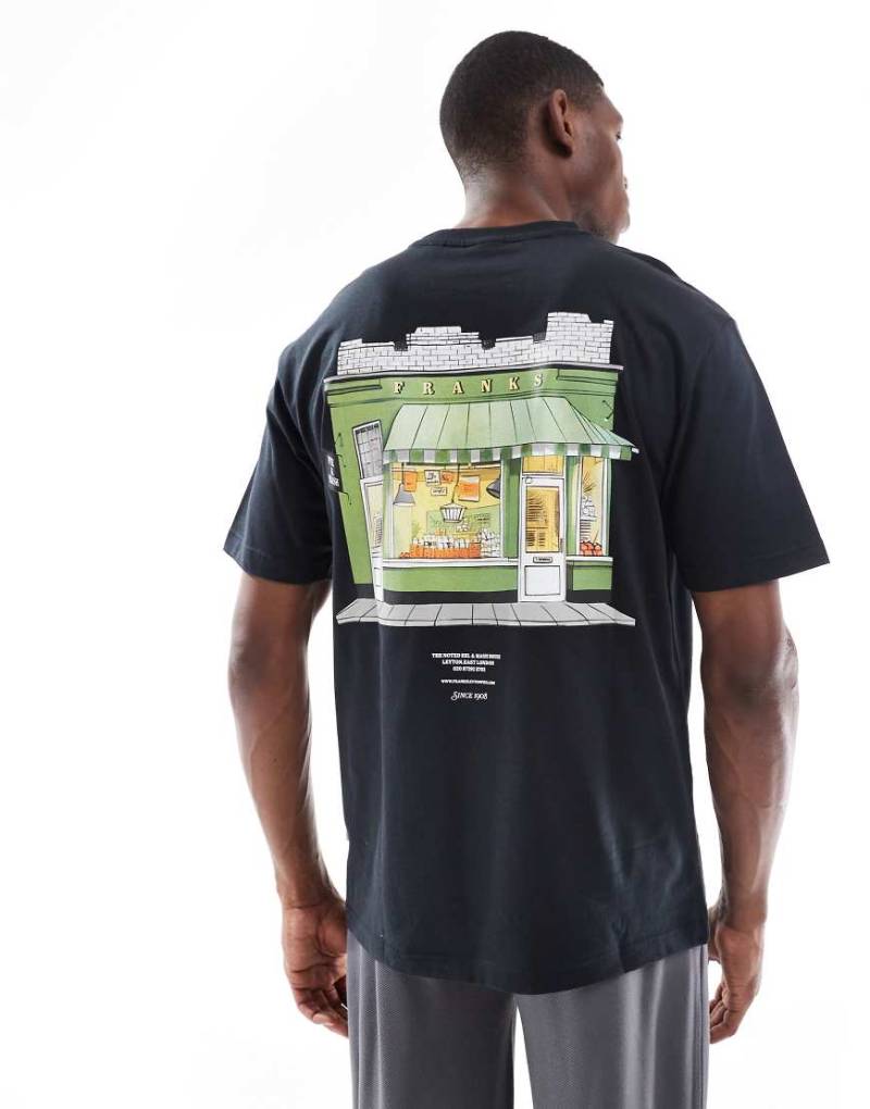 ONLY & SONS - Oversize-T-Shirt in Schwarz mit Geschäft-Print auf dem Rücken von ONLY & SONS