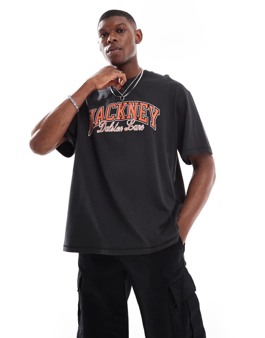 ONLY & SONS - Oversize-T-Shirt in Schwarz mit Hackney-Print von ONLY & SONS